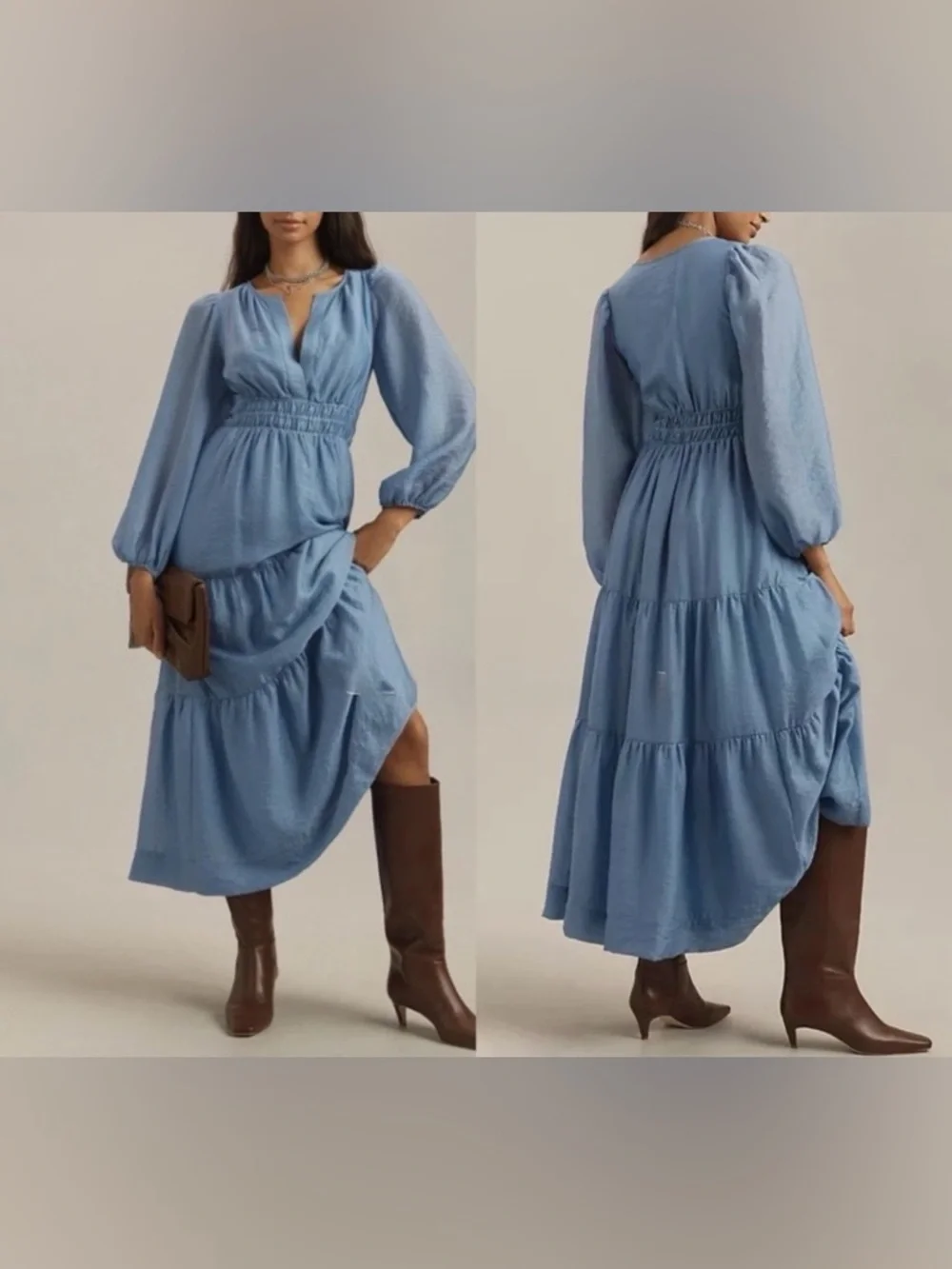 Anthropologie | NWT Iris Somerset Organza Edition Long Sleeve Boho Maxi Dress M - Picture 2 of 8